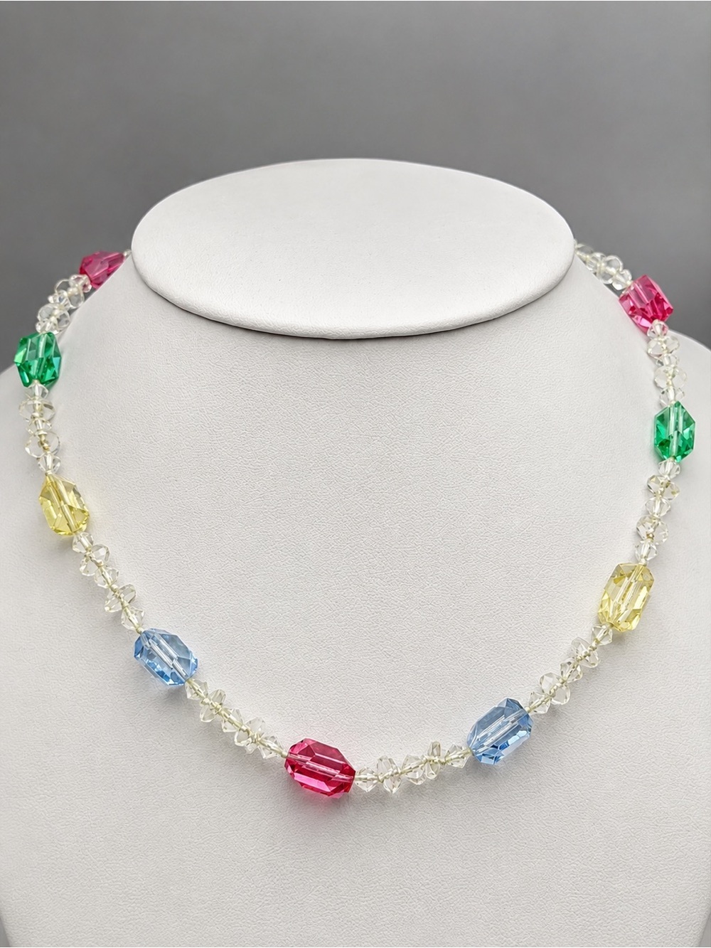 Vintage Multicolor Faceted Lead Crystal Necklace